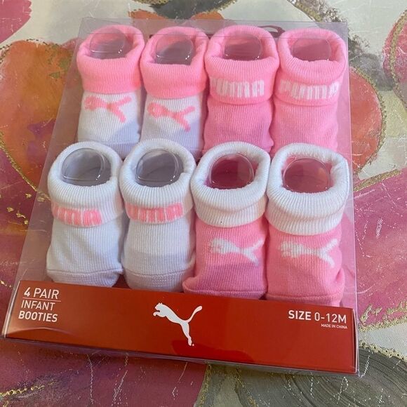 🎁🛍Puma 4 Pairs of infant booties Size: 0-12 M - Picture 1 of 7